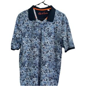 ROBERT GRAHAM Blue Short Sleeve Amaro Polo Shirt Mens Medium Classic Fit